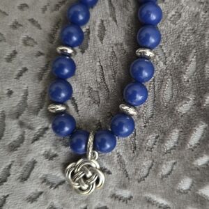 Brighton Interlock  Blue Lapis  Beaded Bracelet with Silver Charm